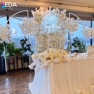 LEDA Indoor Event Party White LED Fan-shaped Metal Background <b>Frame</b> Simple Wrought Iron Hanging Flower Arch for <b>Wedding</b> - Product Image 3