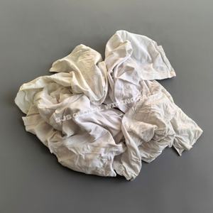 ผ้าเช็ดทำความสะอาดทำจากเสื้อยืดผ้าฝ้ายสีขาว 100% แบบตัดเป็นชิ้น สำหรับใช้ในอุตสาหกรรม มีสต็อกพร้อมส่ง - Product Image 1