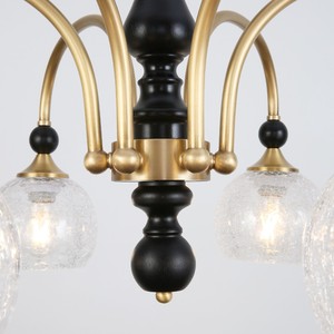 Retro American & French Style Copper Chandelier Amber Glass ceiling <b>Light</b> Base Adjustable Height for Living <b>Dining</b> Room - Product Image 4