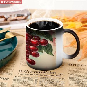 Taza de Cerámica de 11 oz, Taza Mágica que Cambia de Color con Diseño Artístico de Cerezas, Vajilla Sensible al Calor - Product Image 5