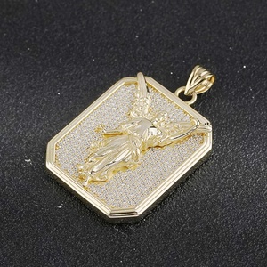 Collar de Plata de Ley S925 con Colgante de Ángel Chapado en Oro, Cristal y Diamantes de Imitación, Joyería Hip Hop para Hombre - Product Image 2