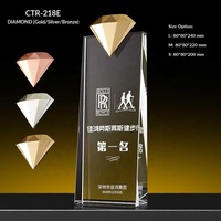 Trophées personnalisés en cristal K9 incliné avec gravure, trophée en verre avec étoile en métal et diamant pour cadeau d'affaires