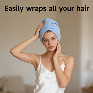 Toalla de microfibra de lujo para secar el cabello, súper absorbente y de secado rápido, para mujer, con diseño sólido, para cabezas grandes - Product Image 4