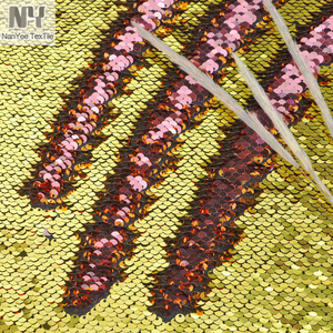 Nanyee-tela Reversible <span class=keywords><strong>de</strong></span> lentejuelas doradas y rosas, 5MM, alta calidad - Product Image 4