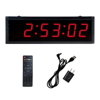ZX Jam Dinding Digital Sekolah 2.3 Inci 6 Digit LED dengan Remote Kontrol Nirkabel IR, Tampilan Waktu 12h / 24h, Timer Olahraga Gym