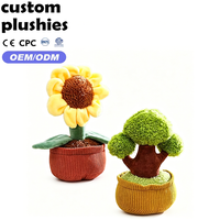Vente directe usine : Adorable jouet en peluche tournesol et bonsaï, petite plante en pot pour la décoration de bureau