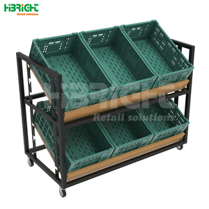 ชั้นวางของในซูเปอร์มาร์เก็ตแบบปรับได้ชั้นวางของสำหรับวางโชว์ผักและผลไม้พร้อมลัง - Product Image 1