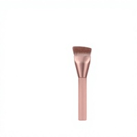 Pinceau de maquillage plat rétractable H-Diamond à manche métallique et poils synthétiques pour fond de teint, contour et blush, application fluide et sans traces