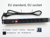 PDU pour armoire serveur - Boîtier métallique - Standard 1U 19 pouces - Prise EU, multiprise EU 6-8 voies, 1,5 mm² avec câble de 1,8 m