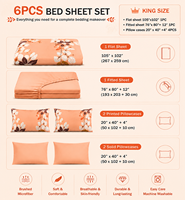 Ensemble de draps de lit king size prêt à l'emploi en 6 pièces, ensemble de literie au toucher coton avec drap-housse, drap plat et 4 taies d'oreiller