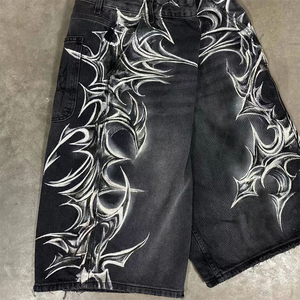 Shorts amples en jean pour homme, 100% coton, taille mi-haute, style vintage, design personnalisé DTG, hip-hop Harajuku, été - Product Image 4