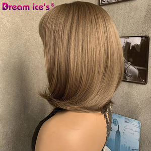 วิกผมสังเคราะห์ผมสั้นสีน้ำตาลเข้มและสีบลอนด์ยาวถึงไหล่ตรงเรียบธรรมชาติสไตล์เป็นชั้น - Product Image 5