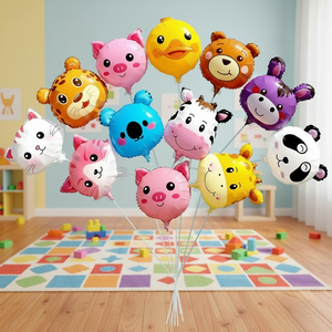 Ballon en aluminium imprimé <span class=keywords><strong>BLN</strong></span>, vente en gros, 18 pouces, motif animal de dessin animé, unisexe, avec bâtonnet, idéal comme cadeau ou jouet - Product Image 3