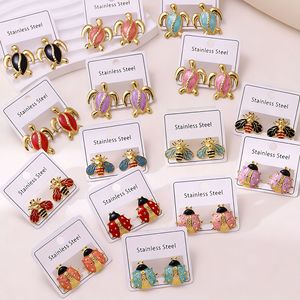 <span class=keywords><strong>Orecchini</strong></span> a Perno Antiallergici in Acciaio Inossidabile Smaltato a Forma di Insetto, Placcati Oro 18K, Tartaruga, Ape, Coccinella - Gioielli alla Moda di Tendenza - Product Image 1