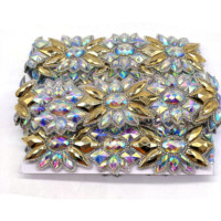 2027 Miami Carnival AB Resin Applique Hot Fix Rhinestone Trim Big Style Iron-on for Shoes Garments Crocheted Technique Supply