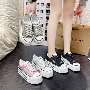 Chaussures de sport décontractées pour femmes coréennes personnalisées, plateforme, chaussures de sport, chaussures vulcanisées <span class=keywords><strong>en</strong></span> <span class=keywords><strong>toile</strong></span>, <span class=keywords><strong>tennis</strong></span>, course à pied, marche - Product Image 6