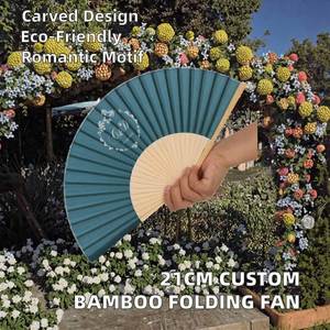 Éventail plat en bambou de 21 cm, personnalisé, sculpté, pliable, artisanat en bambou, écologique, vente en gros - Product Image 2