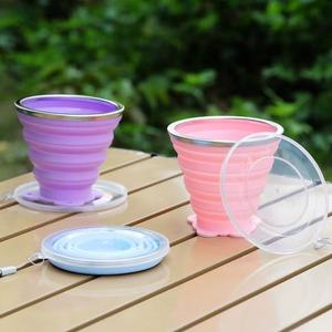 Katlanabilir Silikon Seyahat Bardağı Kapaklı, Gıda Sınıfı Katlanabilir Yeniden Kullanılabilir Bardak, Kamp, Yürüyüş, Seyahat, Piknik ve Açık Hava Aktiviteleri için - Product Image 1