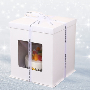 Luxury Custom Logo White Square Tall Transparent Cake Box PET PVC window Wedding Birthday Party Gift Box