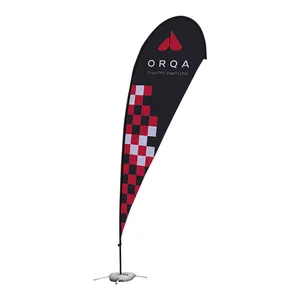 Custom Product Outdoor Park Trade Show Beach Rectangular Feather Teardrop Promo Stand Flags For Banners Business