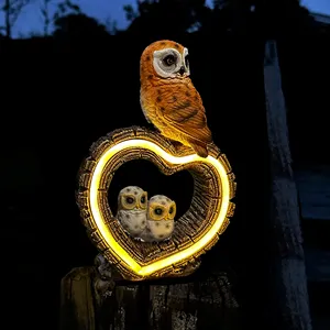 Various Animals Resin Solar Light Heart Shaped Solar Garden Lights Owl Resin Crafts