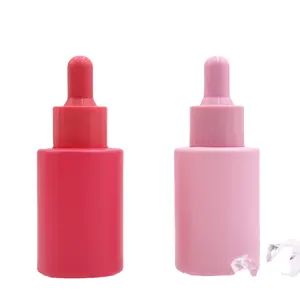 Kosmetische Hautpflege Verpackung 20ml 30ml rosa rot Zylinder Haar Bart ätherisches Öl Serum Glas Tropf flasche mit Pipette