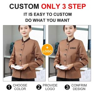 Tenues professionnelles personnalisées à manches longues pour le personnel d'hôtel : uniformes d'hôtesse et de service en chambre, salopettes de nettoyage - Product Image 4