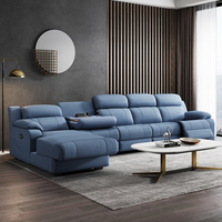 Canapé Inclinable Moderne et Simple en Forme de L et Ensemble de Salon Intelligent avec Canapé d'Angle Électrique Extensible en Cuir Synthétique