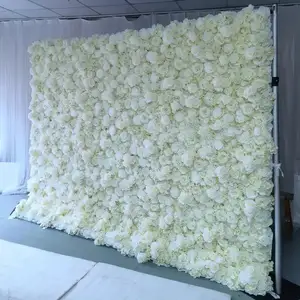 Wedding Decoration Stage Backdrop Decoration Silk Floral Wall Classic White 3d Artificial Flower Wall