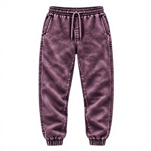 Mens Acid Wash Fleece <b>Jogger</b> Sweatpants with Elastic Waist Mid Rise Eco-Friendly Features - Product Image 3