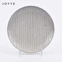 Joyye reaktif sır spreyi ile masa gereçleri restoran gri 8 inç çanak ve plaka seramik 20.5cm yan plaka kabartmalı