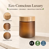Emballage de luxe pour soins de la peau, faible MOQ, pot en plastique personnalisé de 8 oz pour beurre corporel 250 g avec couvercles en bambou