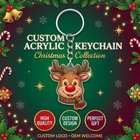 Porte-clés en acrylique personnalisés pour Noël : Père Noël, Bonhomme de neige, Renne, Sapin – Cadeaux de fêtes, Petits cadeaux, Faveurs de fête, Vente en gros