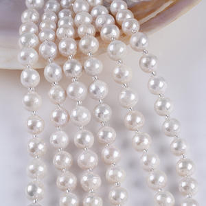 Natural White 18cm9-10mm Freshwater Pearl DIY <b>Bracelet</b> Accessory Edison Round <b>Bead</b> with Through Hole - Product Image 1