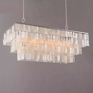 Lustre en verre de luxe français, lampe suspendue en écailles de coquillages naturelles, salon, salle à manger, décoration artistique rétro, lustre américain - Product Image 1