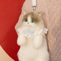 Sac à dos en peluche réaliste de taille moyenne en forme de chat en tissu éco-responsable DUPAN, design en peluche simulé, sac à dos tendance