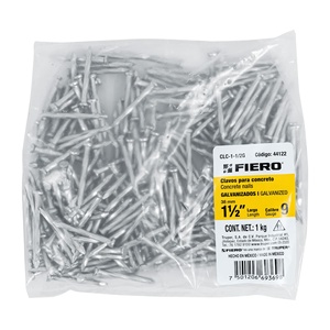 Bolsa de 1 kg de clavos de hormigón 1-1/2 'galvanizada Fiero de 1/2G - Product Image 1