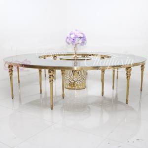 Sedie a Serpentina e Tavoli da Matrimonio Rotondi di Lusso in <span class=keywords><strong>Vetro</strong></span> Bianco Personalizzati all'Ingrosso per Hotel ed Eventi - Product Image 4