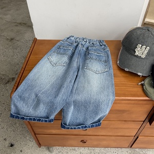 <span class=keywords><strong>Jean</strong></span> en denim bleu coupe droite pour enfants, style américain, en coton super-suédé, bonne texture, pour garçons et filles, coupe ample - Product Image 2
