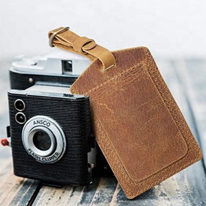 Etiqueta de Equipaje de Cuero Crazy Horse Premium Boshiho, Personalizada con Logotipo, Etiqueta de Identificación Rectangular de Cuero Genuino - Product Image 5