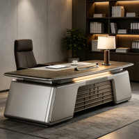 Bureau de direction en bois de style italien, luxe léger, design moderne et épuré, bureau de patron haut de gamme, bureau de direction pour le bureau