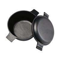 Ensemble de casseroles en fonte 2 en 1, poêle à frire pré-assaisonnée, casserole profonde, poignées doubles, compatible gaz et induction, cocotte