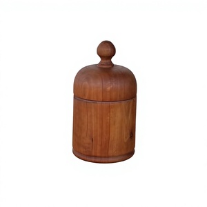Conteneur de stockage alimentaire rond en bois artisanal avec couvercle hermétique, design minimaliste, utilisation en cuisine, préservation des épices - Product Image 5