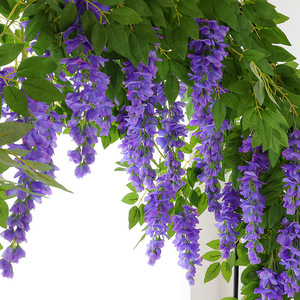 Guirlandes artificielles de glycine Qingxu, fleurs suspendues violettes et roses, en soie plastique réaliste, pour décoration de mariage et plafond - Product Image 3