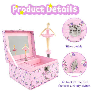 Boîte à musique à manivelle YIYU avec miroir et tiroir, fonction lumineuse, design carré - Cadeau <span class=keywords><strong>en</strong></span> papier écologique pour filles et femmes - Product Image 4