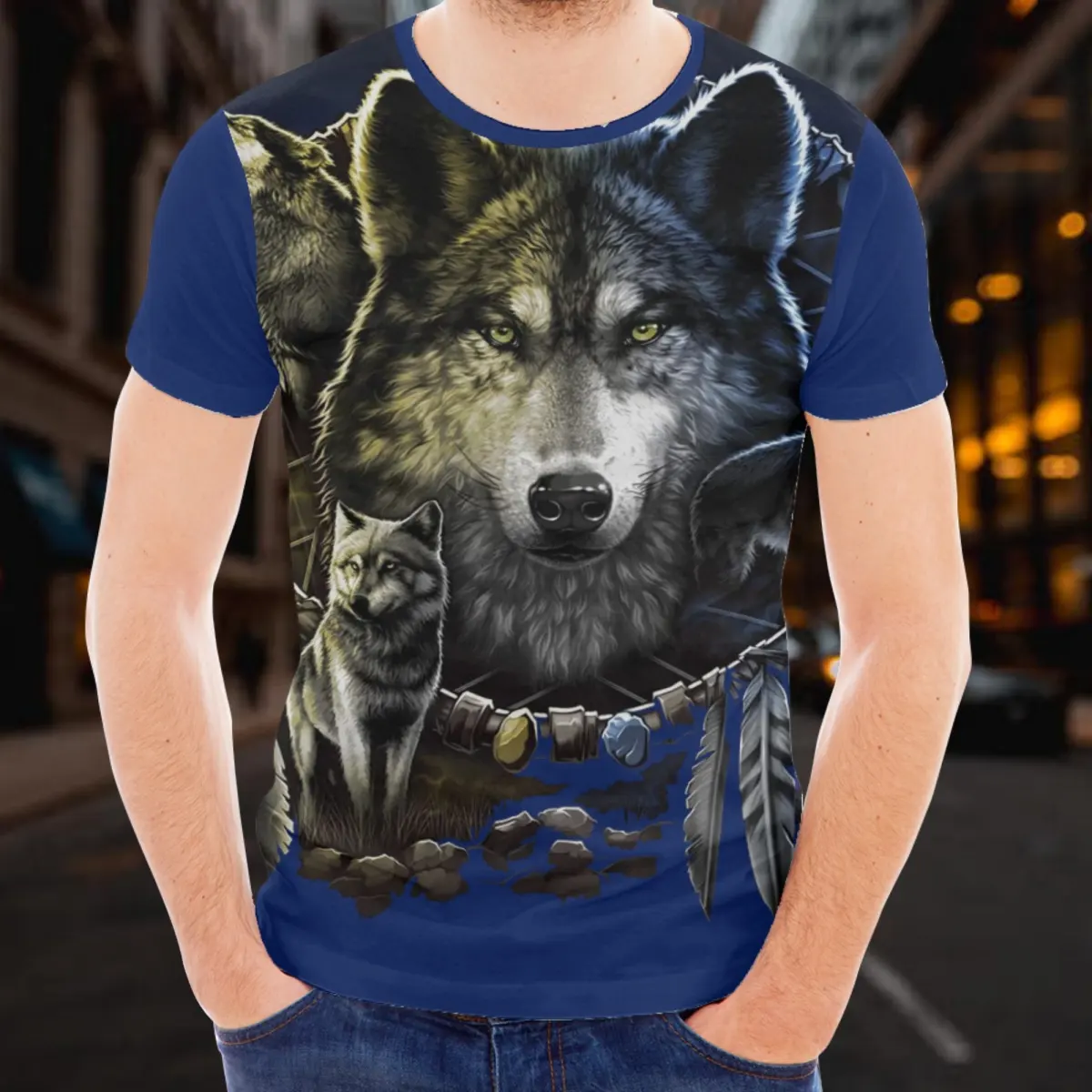 Wolf kaus cetak 3D pria musim panas baru katun lengan pendek desain hewan katun atasan olahraga mode trendi pakaian jalanan pengiriman Drop