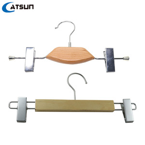 Non-slip Trouser Skirt Hangers Metal Clothes Hangers Wooden Pant Clips Hanger