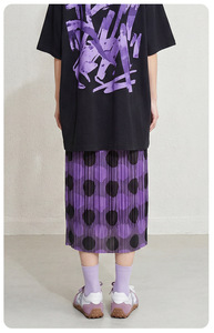 Jupe midi plissée Miyake rétro à pois taille haute coupe droite PY 2026 – Vêtements occidentaux pour femmes – Vente en gros en ligne - Product Image 6