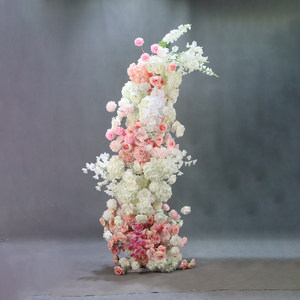 Arco Floral Curvo de Seda de Peonía y Cuerno de Buey para Decoración de Bodas, Soporte Guía de Pasillo de Nuevo Estilo, de Hierro Forjado para Exteriores - Product Image 3