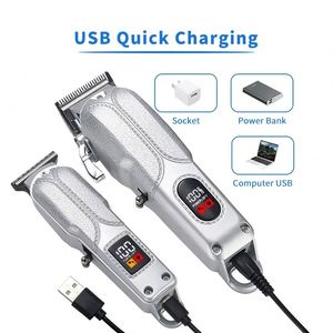 OEM ODM Silver <b>Barber</b> Hair Clippers Trimmer <b>Set</b> Electric Hair Cutting Machine Kit with Box Ideal Gifts for Male - Product Image 6
